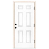 Steves & Sons 30 in. x 80 in. Premium 6-Panel Primed White Steel Prehung Front Door, Left-Hand Outswing, 4-9/16 in. Frame
