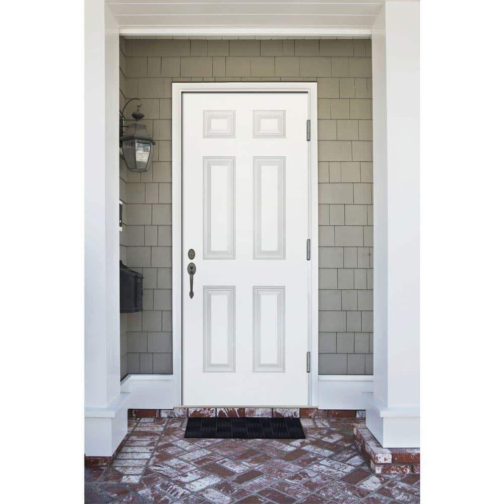 Steves & Sons 30 in. x 80 in. Premium 6-Panel Primed White Steel Prehung Front Door, Left-Hand Outswing, 4-9/16 in. Frame