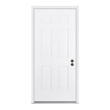 36 in. x 80 in. 6-Panel Primed White Fiberglass Prehung Front Door with Brickmould
