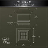 CLASSY CAPS Classy 4 in. x 4 in. Outdoor White Vinyl LED Solar Post Cap (2-Pack)