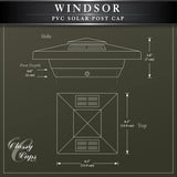 CLASSY CAPS Windsor 4 in. x 4 in. Outdoor White Vinyl LED Solar Post Cap (2-Pack)