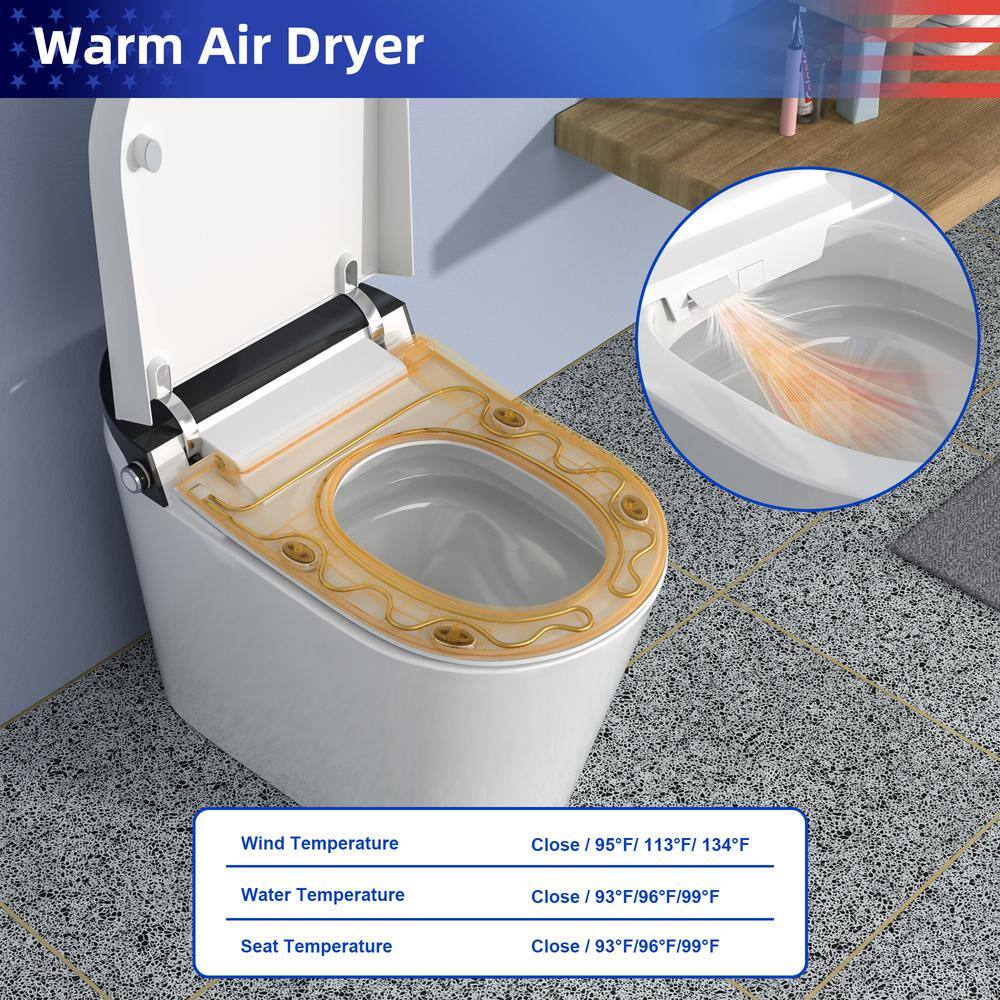 RAINLEX Elongated Bidet Toilet 1.28 GPF in White with Heated, Soft Close RX-T16W