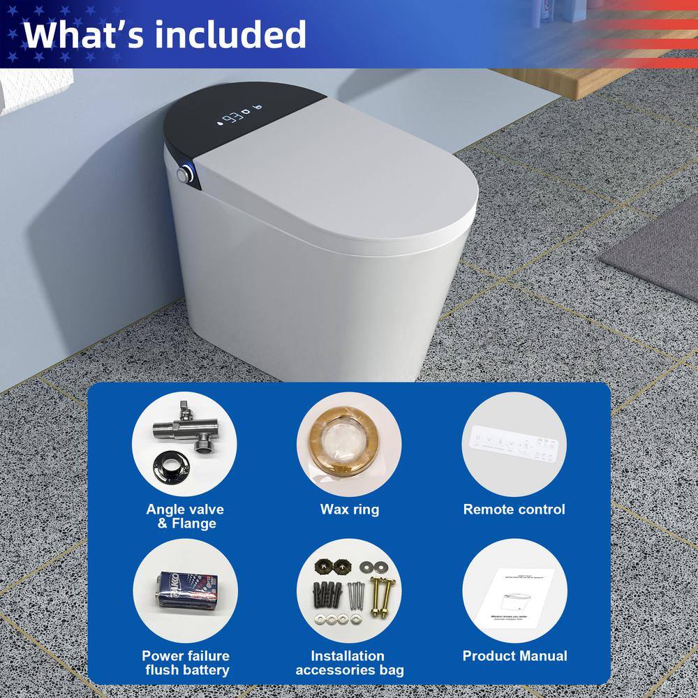 RAINLEX Elongated Bidet Toilet 1.28 GPF in White with Heated, Soft Close RX-T16W