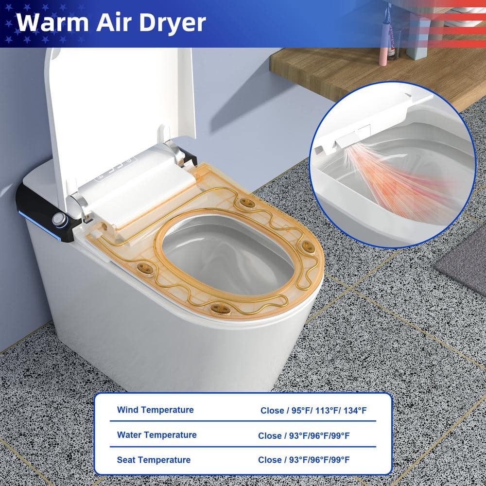 RAINLEX Elongated Smart Bidet Toilet with Heated Seat and Remote Control