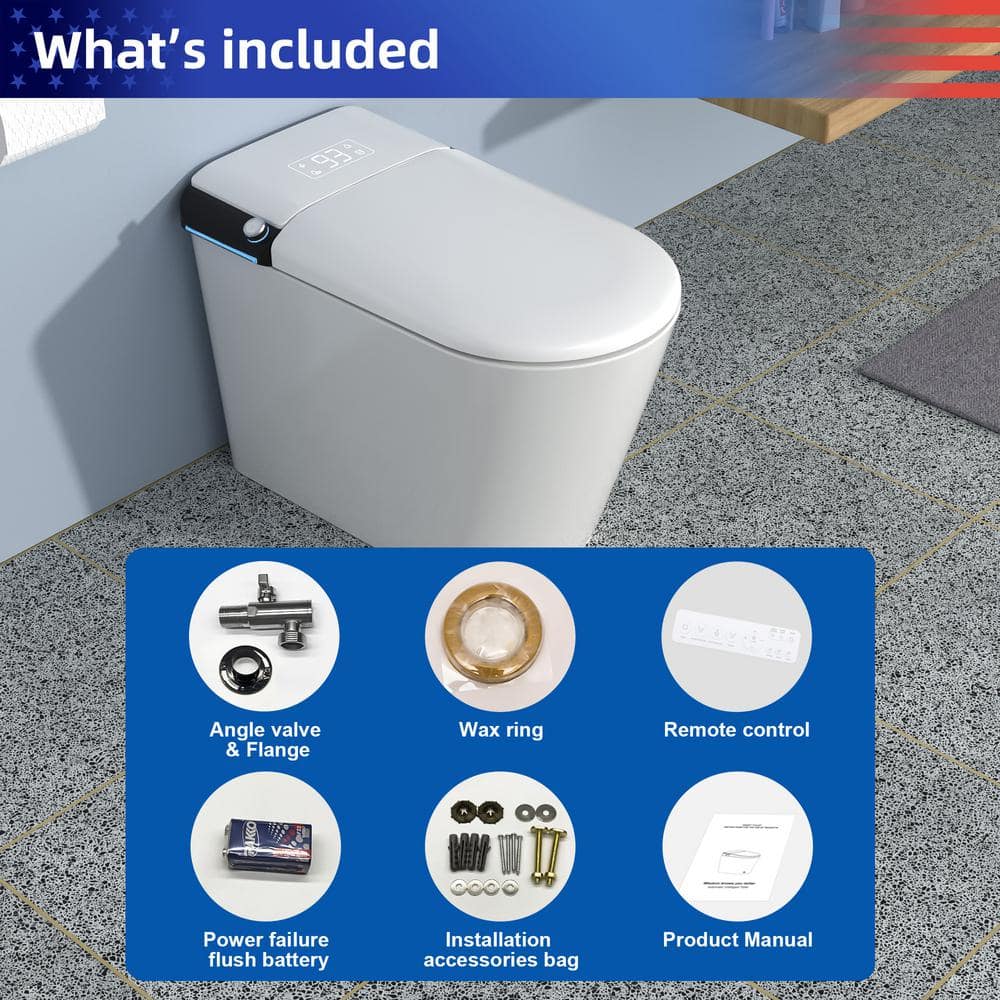 RAINLEX Elongated Smart Bidet Toilet with Heated Seat and Remote Control