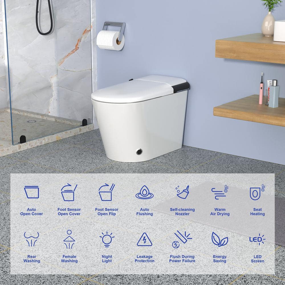 RAINLEX Elongated Smart Bidet Toilet with Heated Seat and Remote Control