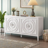 Retro 60 in. W x 15.9 in. D x 32.1 in. H White MDF Ready to Assemble Floor Base Kitchen Cabinet for Entrance Dinning