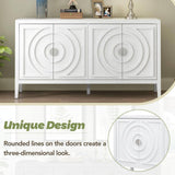Retro 60 in. W x 15.9 in. D x 32.1 in. H White MDF Ready to Assemble Floor Base Kitchen Cabinet for Entrance Dinning