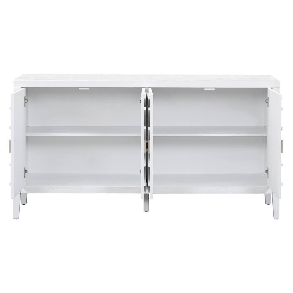 Retro 60 in. W x 15.9 in. D x 32.1 in. H White MDF Ready to Assemble Floor Base Kitchen Cabinet for Entrance Dinning