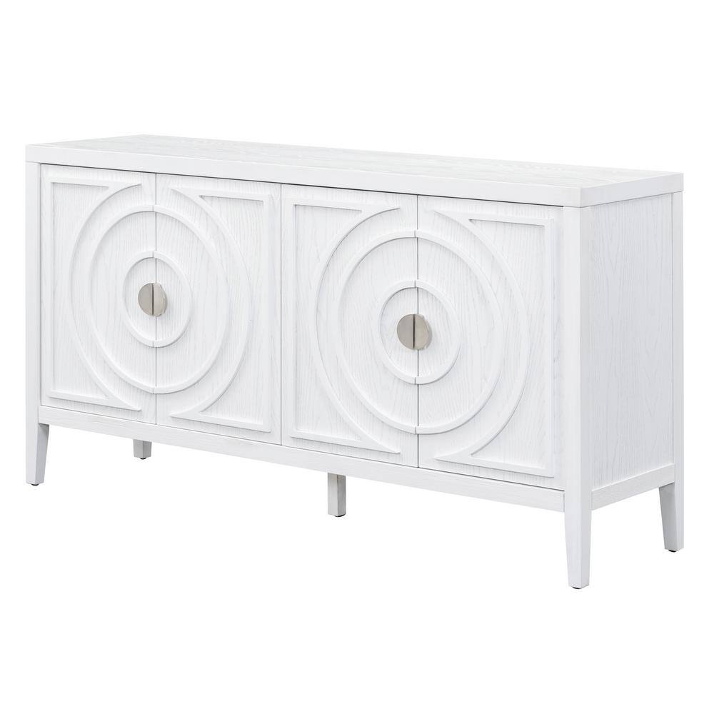 Retro 60 in. W x 15.9 in. D x 32.1 in. H White MDF Ready to Assemble Floor Base Kitchen Cabinet for Entrance Dinning