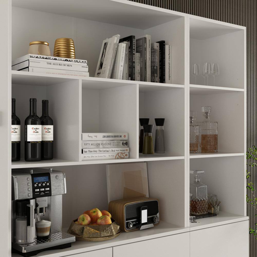 White Wood Quick Assemble Base Kitchen Cabinet With 2 Doors and Shelves (31.5 in W x 11.5 in D x 70.9 in H)