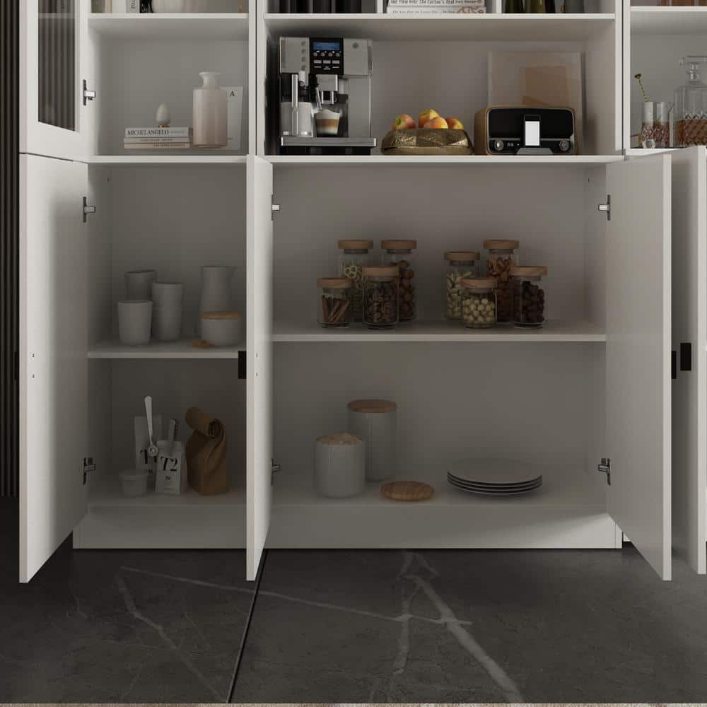 White Wood Quick Assemble Base Kitchen Cabinet With 2 Doors and Shelves (31.5 in W x 11.5 in D x 70.9 in H)