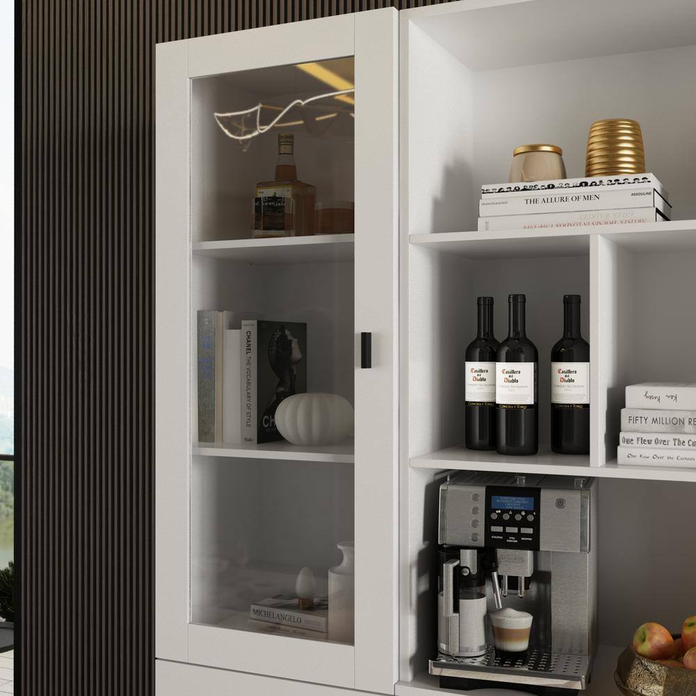 White Wood Quick Assemble Base Kitchen Cabinet With 2 Doors and Shelves (31.5 in W x 11.5 in D x 70.9 in H)