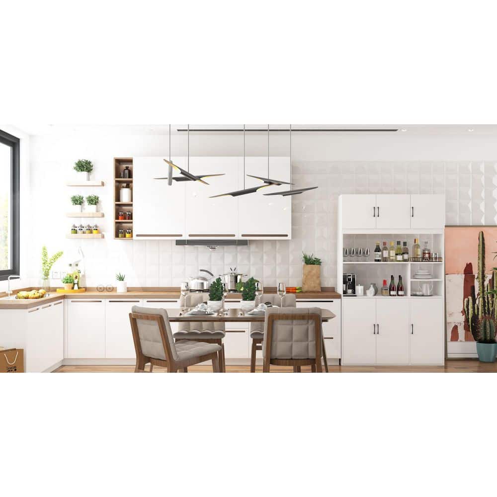 Large Kitchen Cabinet With Hutch and Buffet Pantry With Doors and Shelves (78.7 in. H x 47.2 in. W x 15.7 in. D)