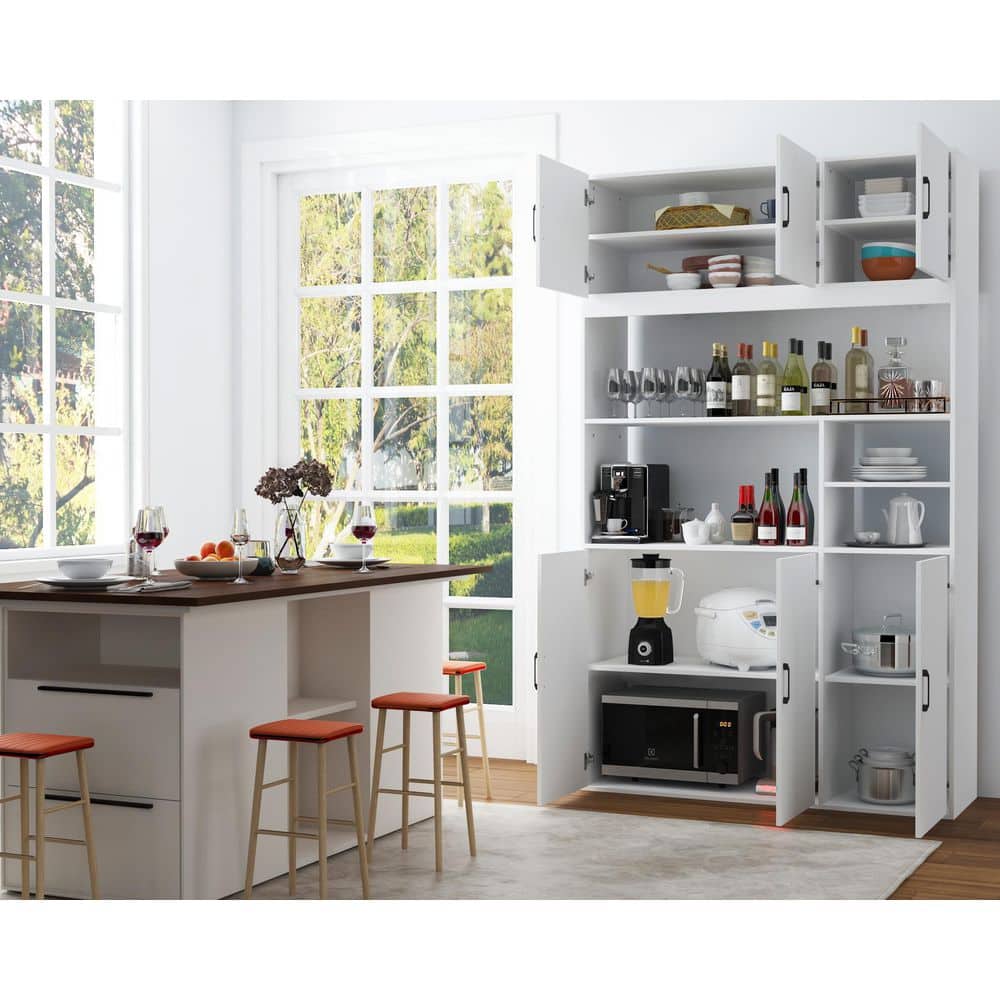 Large Kitchen Cabinet With Hutch and Buffet Pantry With Doors and Shelves (78.7 in. H x 47.2 in. W x 15.7 in. D)