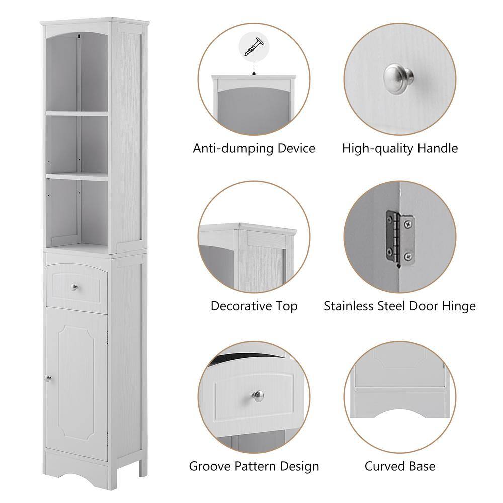 9.1 in. W x 13.4 in. D x 66.9 in. H in WHITE Plywood Ready to Assemble Diagonal Kitchen Cabinet