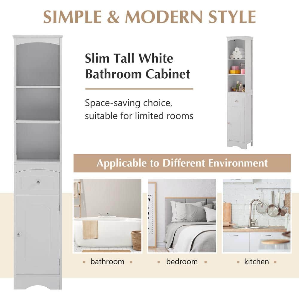 9.1 in. W x 13.4 in. D x 66.9 in. H in WHITE Plywood Ready to Assemble Diagonal Kitchen Cabinet