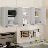 59-in W x 12.4-in D x 24-in H in White Plywood Ready to Assemble Kitchen Cabinet w/Shelf and 2-Door Center Glass Cabinet