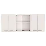 59-in W x 12.4-in D x 24-in H in White Plywood Ready to Assemble Kitchen Cabinet w/Shelf and 2-Door Center Glass Cabinet