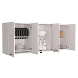 59-in W x 12.4-in D x 24-in H in White Plywood Ready to Assemble Kitchen Cabinet w/Shelf and 2-Door Center Glass Cabinet