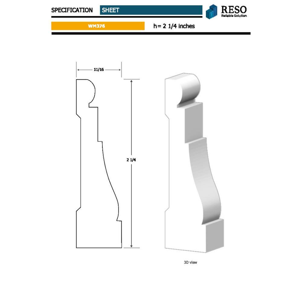 RESO RMC 376 11/16 in. D x 2-1/4 in. W x 99 in. L Primed Finger-Joined Pine Casing Molding 5-Pieces 40 Ft. Total