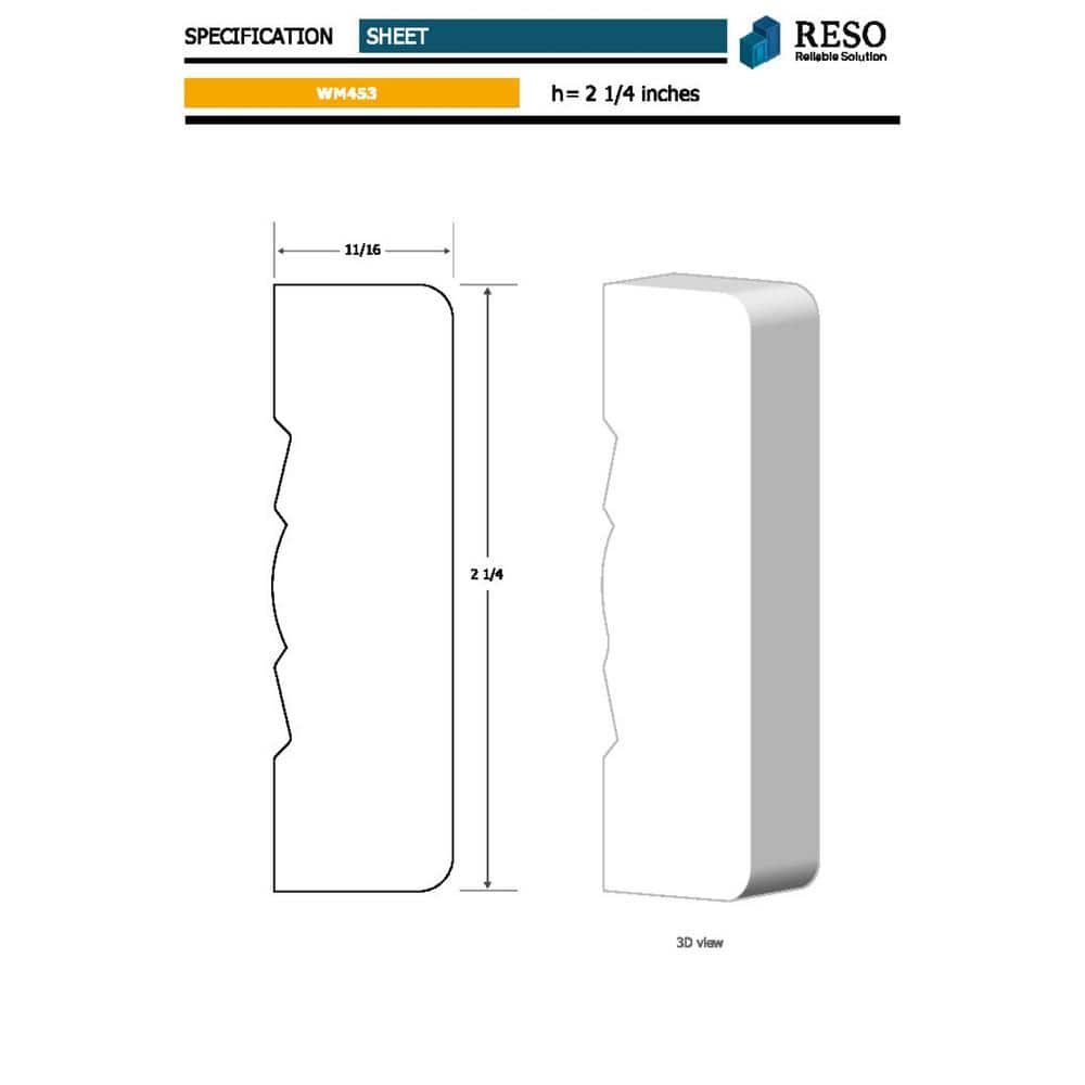 RESO RMC 453 11/16 in. D x 2-1/4 in. W x 99 in. L Primed Finger-Joined Pine Casing Molding 5-Pieces 40 ft. Total