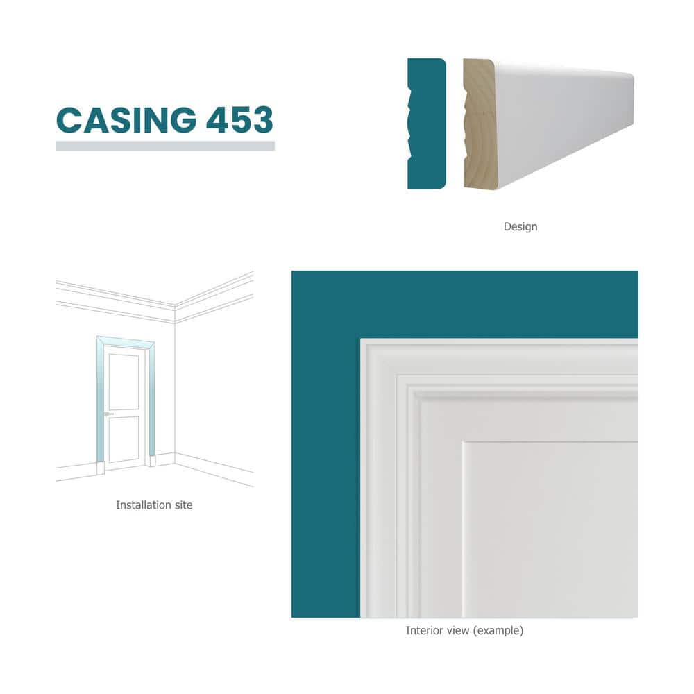 RESO RMC 453 11/16 in. D x 2-1/4 in. W x 99 in. L Primed Finger-Joined Pine Casing Molding 5-Pieces 40 ft. Total
