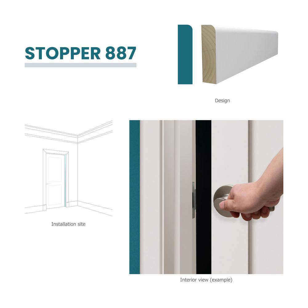RESO RMC 887 3/8 in. D x 1-1/4 in. W x 99 in. L Primed Finger-Joined Pine Doorstop Molding 20-Pieces 160 ft. Total
