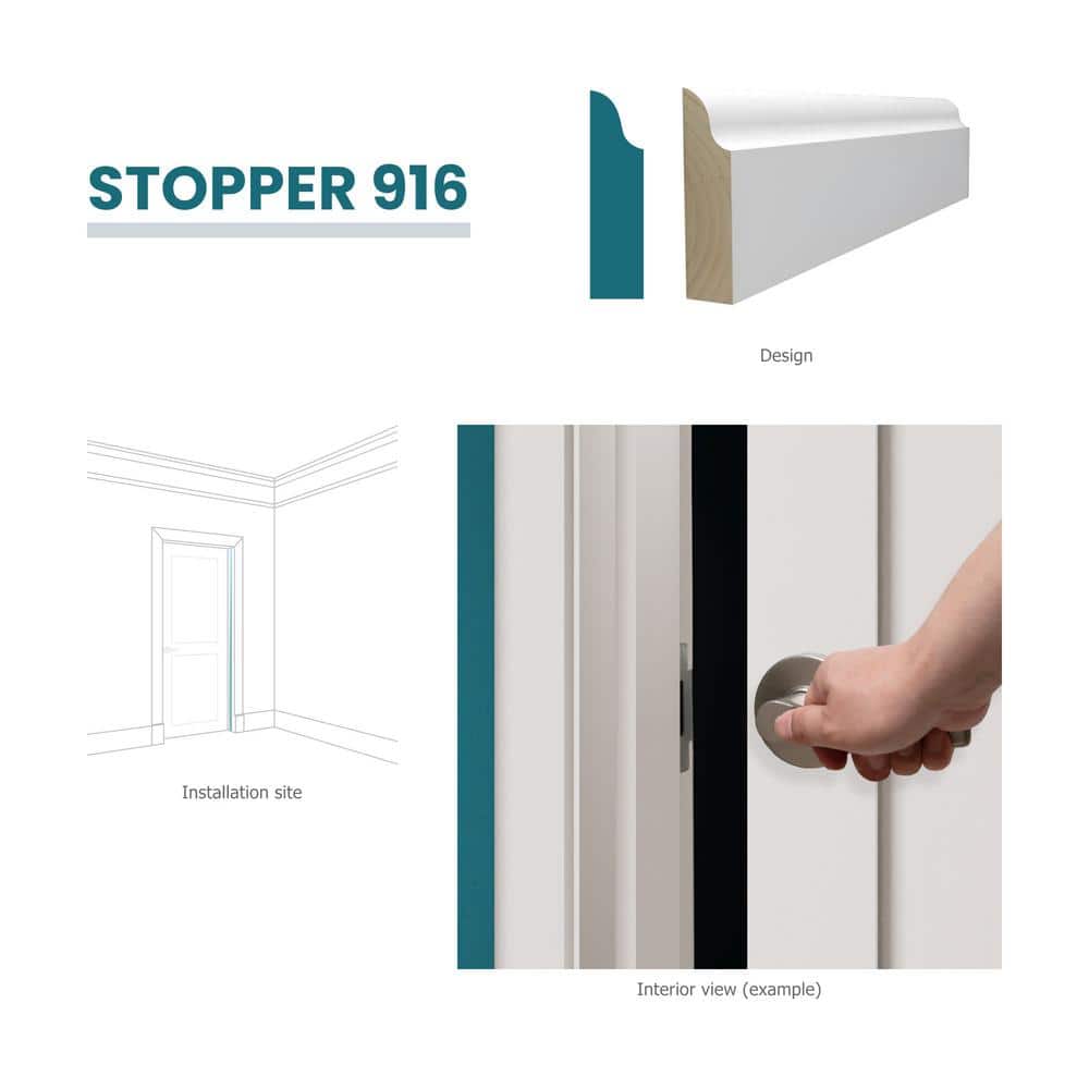 RESO RMC 916 3/8 in. D x 1-3/8 in. W x 99 in. L Primed Finger-Joined Wood Pine Doorstop Molding 20-Pieces 160 ft. Total