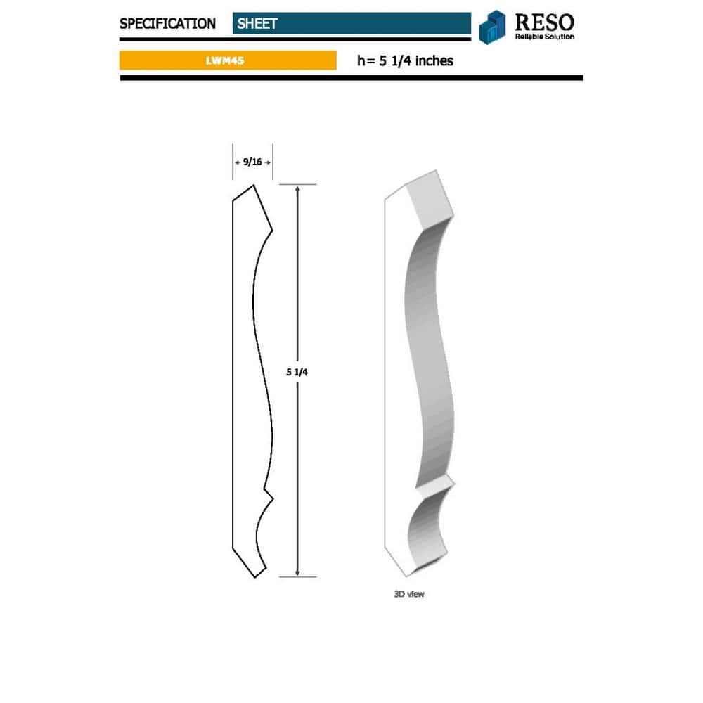 RESO RMC M45 9/16 in. D x 5-1/4 in. W x 96 in. L Primed Finger-Joined Pine Crown Molding 20-Pieces 160 ft. Total