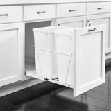 Rev-A-Shelf 27-Quart Plastic Pull-Out Trash Can, Double Bin, White, RV-15PB-2 S