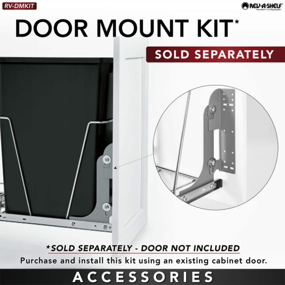 Rev-A-Shelf 27-Quart Plastic Pull-Out Trash Can, Double Bin, White, RV-15PB-2 S