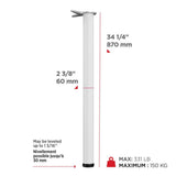 Richelieu 34-1/4 in. White Metal Round Adjustable Table Leg with Leveling Glide