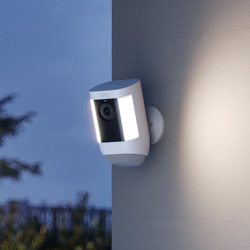 Ring Spotlight Cam Pro, Battery - Smart Security Video Camera with LED Lights, Dual Band Wifi, 3D Motion Detection, White