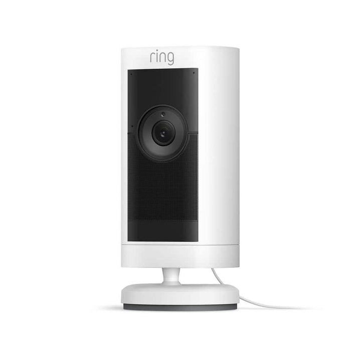 Ring Stick Up Cam Pro Plug in Indoor/Outdoor Security Camera with 3D Motion Detection, HDR Video & Color Night Vision, White