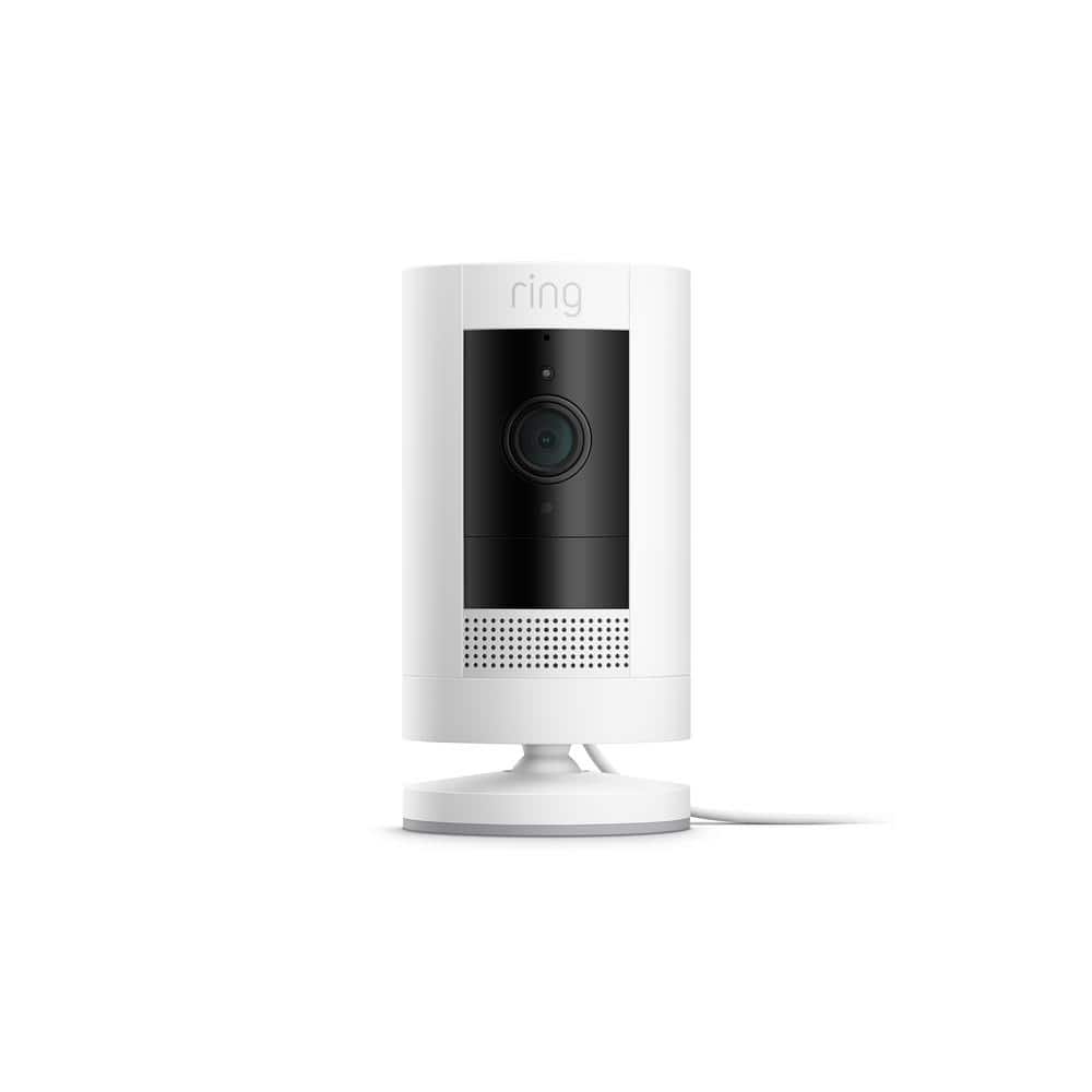 Ring Stick Up Cam Plug-In- Wired Camera Indoor/Outdoor Smart Security Wi-Fi Video Camera with 2-Way Talk, Night Vision, White