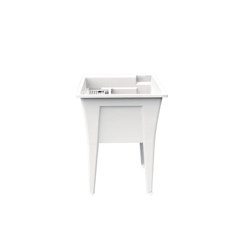 RUGGED TUB 24 in. x 22 in. White Freestanding Utility/Laundry Sink Set with 2-Handle Pullout Faucet