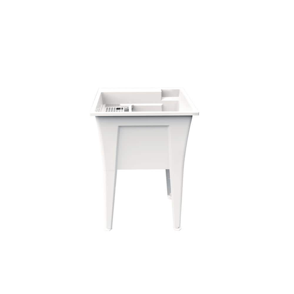 RUGGED TUB 24 in. x 22 in. White Utility/Laundry Sink with Pullout Faucet