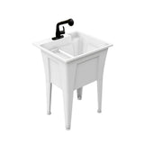 RUGGED TUB 24 in. x 22 in. White Freestanding Utility Sink with Black Pullout Faucet