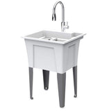 RUGGED TUB 18 Gal Freestanding Utility/Laundry Sink with Microban Protection and Faucet