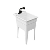 RUGGED TUB 18 in. x 24 in. White Freestanding Utility Sink with Black Pullout Faucet