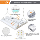 RUN BISON 2 ft. 800-Watt Equivalent Integrated LED Dimmable High Bay Light, 120-Volt-277-Volt 28,350 Lumens 5000K Daylight