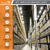 RUN BISON 45.9 in. 4ft. 1000-Watt Equivalent 40500Lumens Integrated LED Dimmable White Linear High Bay Light 5000K Daylight 4-Pack
