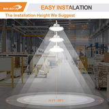 RUN BISON 10.4in. White 150W Integrated LED UFO High Bay Light Fixture, 4000K/5000K Up to 21000 Lumens, 0-10V Dimmable (4-PACK)