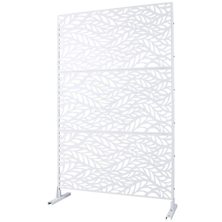 Runesay Outdoor 76 in. H x 48 in. W Metal Privacy Screen in White for Deck Balcony Patio