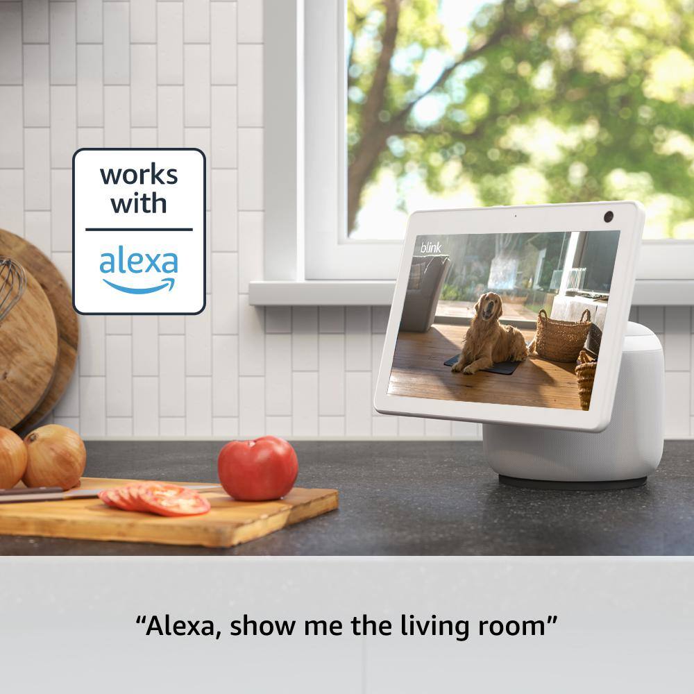 Blink Mini Pan Tilt Camera, Wired Indoor White Rotating Plug In Smart Security Camera, 2-Way Audio, HD Video, Motion