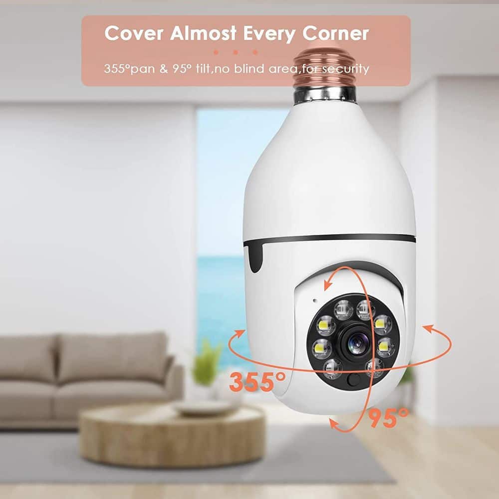 Wireless Light Bulb Indoor/Outdoor Dome WIFI Security Camera Single