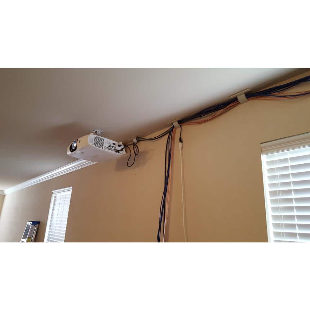 RACEWAY CROWN 0.125 in. x 5.75 in. x 94.5 in. with 4 Brackets PVC Crown Molding System Cable Raceway