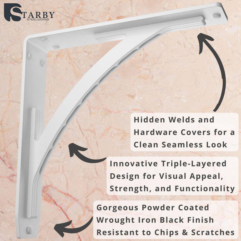 Sullivan 10 in. L White Steel Heavy Duty Floating Shelf Bracket (2 Pack)