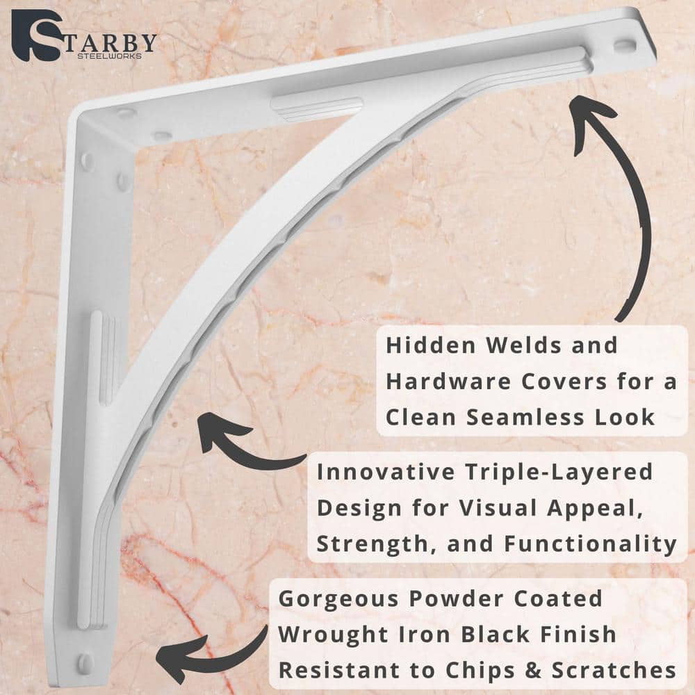 Sullivan 10 in. L White Steel Heavy Duty Floating Shelf Bracket (2 Pack)